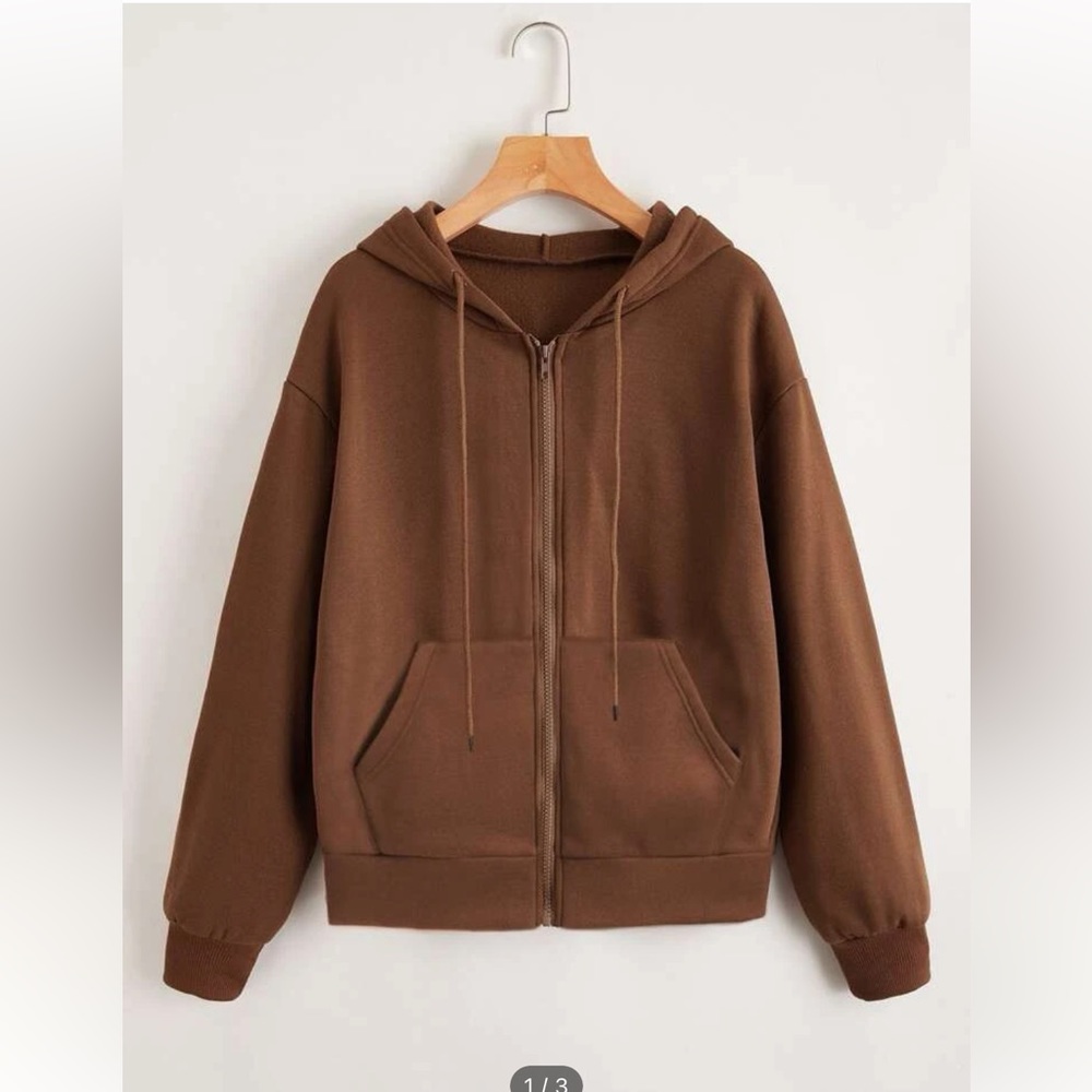 Brown Zip-Up hoodie from Shein